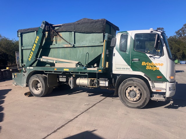brisbane skips, skip bin truck side image