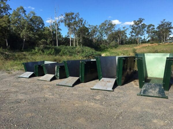 Empty Green Skip Bins
