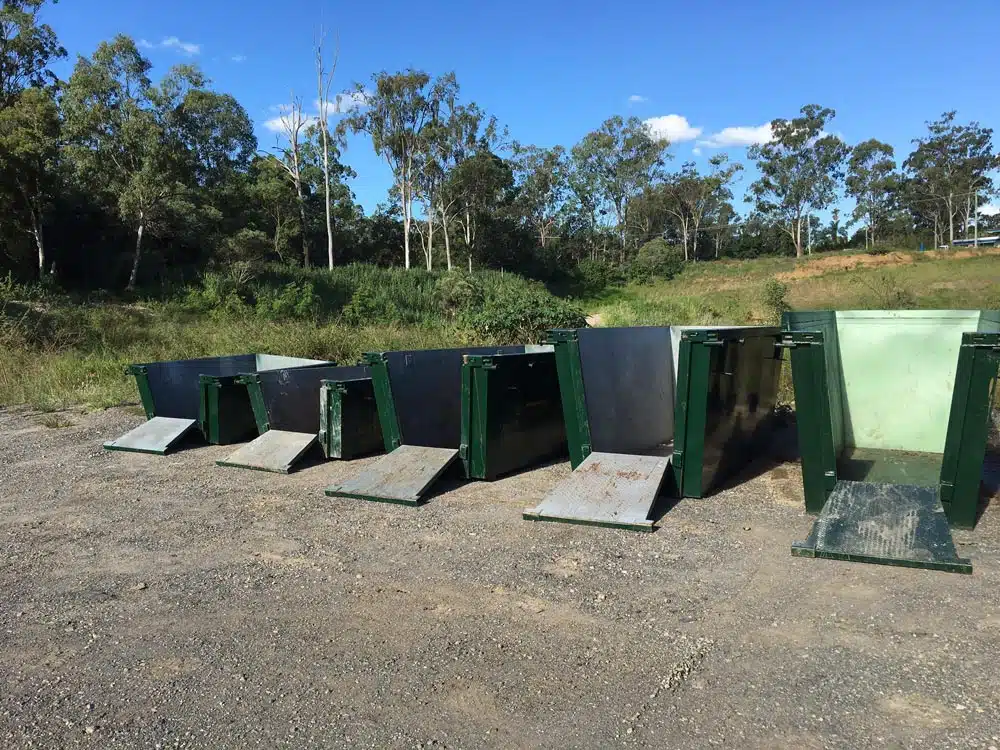 Empty Green Skip Bins